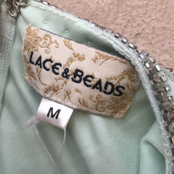 Lace & Beads Amazing Pale Green Beaded Romper - Picture 10 of 11